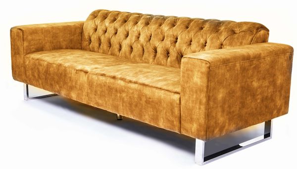 KAWOLA Sofa NILO 3-Sitzer Velvet Vintage gold 77 x 87 x 220 cm Bild 3