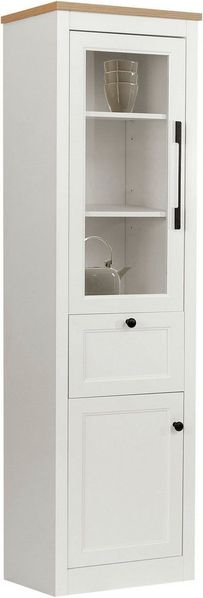 OTTO home Vitrine Ismund aus MDF, mit Holz-Zierleiste, schwarzen Metallgriffen, Höhe 180,5 cm