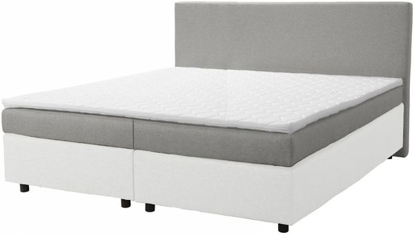 Boxspringbett 180x200 Hotelbett Bonellfederkern Bett Topper Paxos 6 Grau Weiß Bild 3