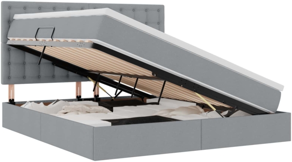 vidaXL Aufbewahrungsbett mit Matratze Hellgrau 160x200 cm Kunstleder 3371916