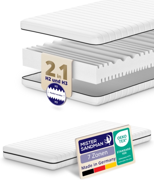 Mister Sandman Kaltschaummatratze, 90x200 cm, 2in1 Härtegrad H2/H3, 7 Liegezonen Bild 2