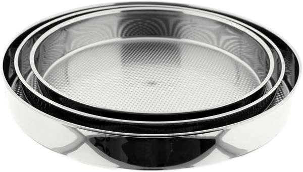 Backblech-Set Cigköfte-Blech aus Edelstahl - 3-teilig, Ø 32/36/40 cm in Silber