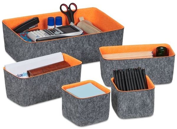 Relaxdays 5-teiliger Schubladen Organizer Filz