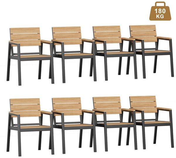 HOMALL Gartenstuhl Stapelbar Aluminium Gartensessel Wetterfest, max Belastung 180kg (Set, 8 St), Korrosionsbeständigkeit, verstärkter Alu-Outdoorstuhl