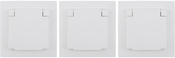 Schutzkontakt-Steckdose McPower ''Flair'', 250V~/16A, UP, IP44, weiß, 3er-Pack