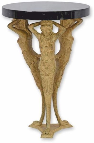 Casa Padrino Barock Bronze Beistelltisch mit Marmorplatte Beige / Schwarz H. 67 cm