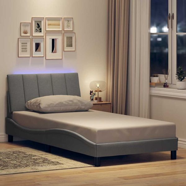 vidaXL Bettgestell ohne Matratze "Hanko" Hellgrau 100x200 cm Stoff 3310440