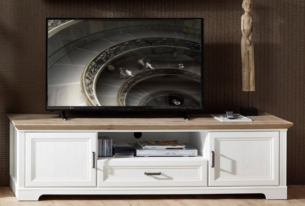 TV Lowboard JASMIN 193 cm Pinie weiß Nachbildung