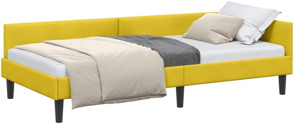 vidaXL Eckbettgestell mit Kopfteil Gelb 90 cm x 190 cm Samt 42016150 Bild 2