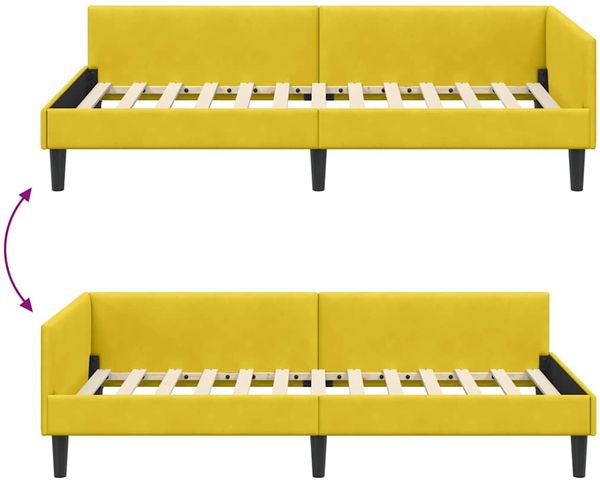 vidaXL Eckbettgestell mit Kopfteil Gelb 90 cm x 190 cm Samt 42016150 Bild 9
