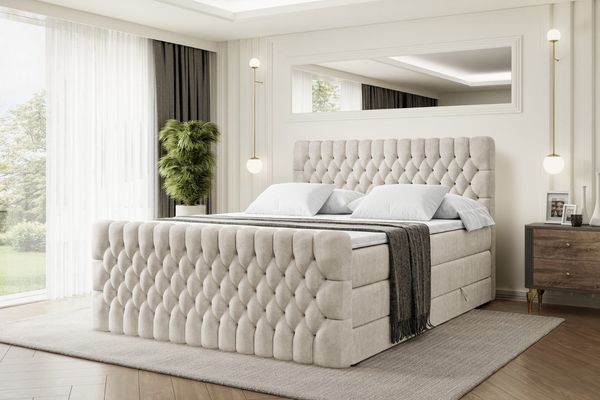 ALTDECOR Boxspringbett SERENE-Z KING (Multipocket-Matratze H4, H3 Matratze Bonellfederung, Topper, Kopfteil), Doppelbett mit Fußteil