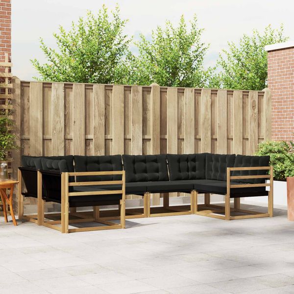vidaXL Outdoor-Sofagarnitur mit Kissen 6 pcs Weiß und Schwarz 3389010