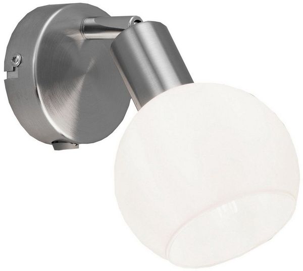 casa NOVA Wandstrahler LINA, 1-flammig, Silbergrau, Weiß, Metall, ohne Leuchtmittel, Glasschirm
