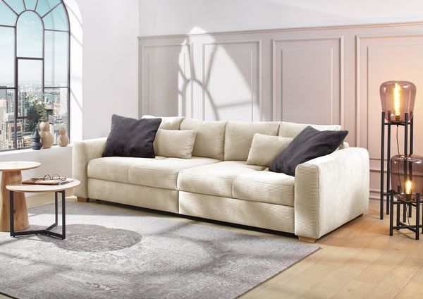 JOB 'Maxi' Big Sofa, Cord beige, 287 x 118 x 87 cm