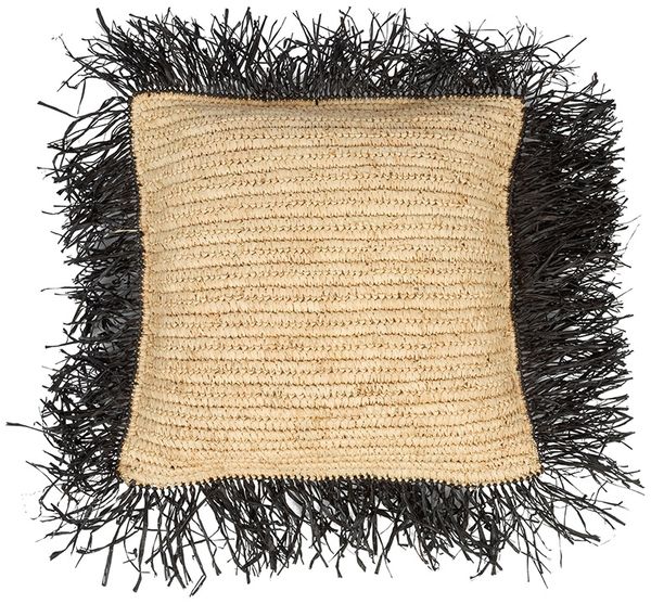 Der Raffia Kissenbezug - Natur Schwarz - 40x40
