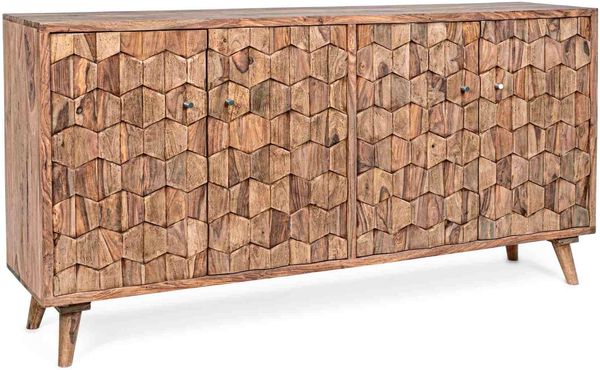 Sideboard Kant aus Sheeshamholz, modernes Design, 177 cm, natur, skandinavischer Stil