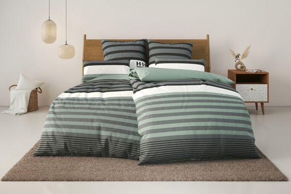 OTTO home Bettwäsche Majoran, Polycotton recycelt, 3 teilig, gestreifte Bettwäsche, Marke H.I.S by OTTO home