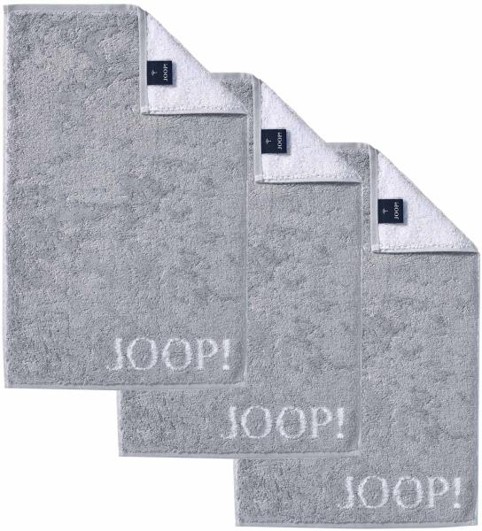 JOOP! Gästetuch Classic Frottierkollektion, 3er Pack - Walkfrottier Grau 30x50cm