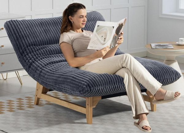 LVHOM Relaxsessel Sitzsack Loveseat 100 x 120 x 76 cm, Massivholzrahmen, bequem gepolstert (Cordstoff, einteilige Rückenlehne und Sitzkissen, ergonomisches Design, rutschfeste Unterseite, 26cm Bodenfreiheit für einfaches Reinigen mit Saugrobotern), für Schl...