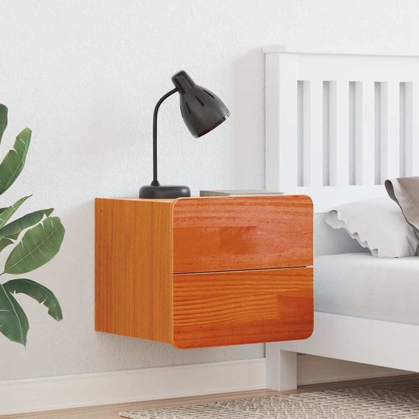 vidaXL Nachttisch 2 pcs Braun 39 x 34 x 33 cm Massivholz Kiefer 873510