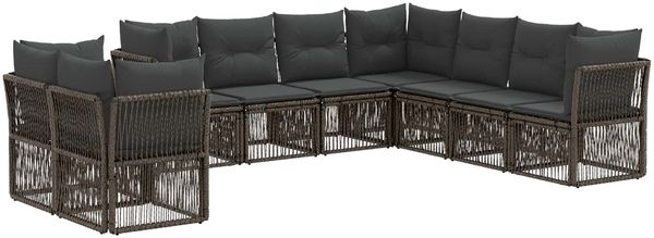 vidaXL Gartensofa-set 9 pcs Grau Poly-Rattan 3434264