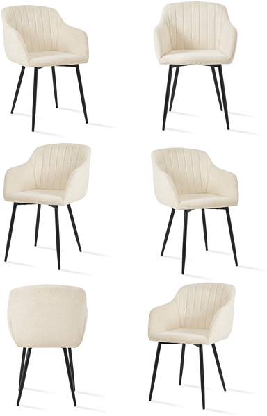 GOEURVANT 711 Esszimmerstühle 6er-Set, Chenille - Creme
