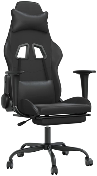 vidaXL Gaming-Stuhl mit Massage & Fußstütze Schwarz Kunstleder 345419