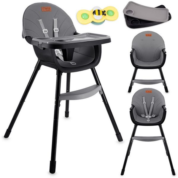 MoMi Kinderstuhl Reki, 2in1 Hochstuhl mit 5-Punkt-Gurt bis 20 kg