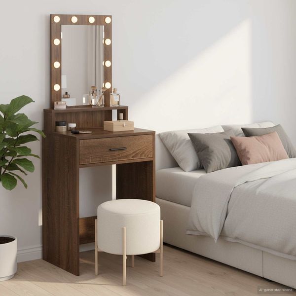 vidaXL Schminktisch mit Speicher Braun 50 x 41 x 140 cm Holzwerkstoff 865160