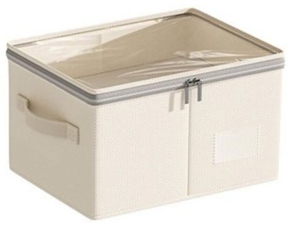 Coonoor Aufbewahrungsbox Aufbewahrungsbox aus Baumwoll-Leinen mit transparentem Deckel, (in vier Größen erhältlich), staubdichte Reißverschluss-Aufbewahrungsbox, faltbare Aufbewahrungsbox Bild 6