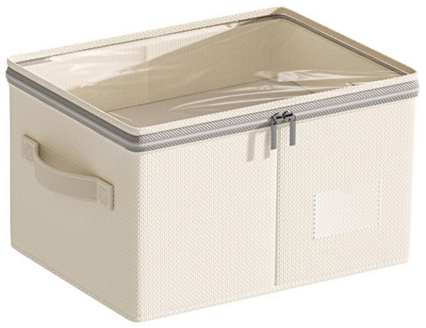 Coonoor Aufbewahrungsbox Aufbewahrungsbox aus Baumwoll-Leinen mit transparentem Deckel, (in vier Größen erhältlich), staubdichte Reißverschluss-Aufbewahrungsbox, faltbare Aufbewahrungsbox Bild 4