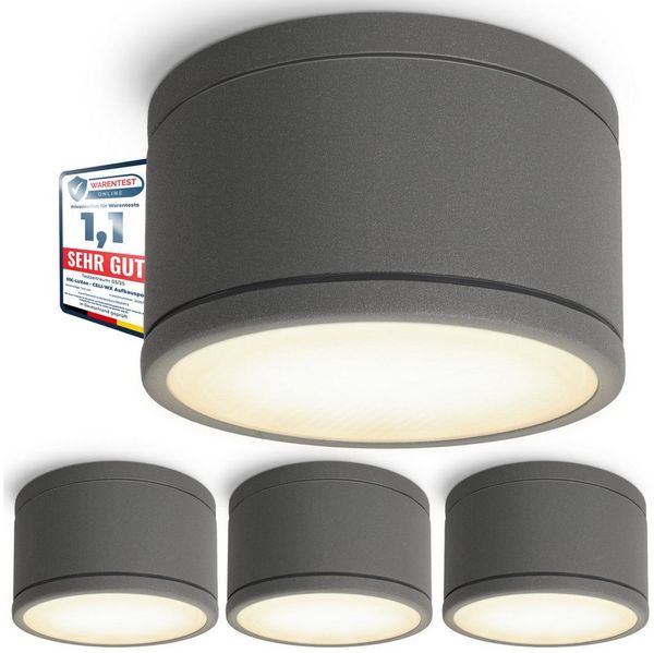 SSC-LUXon LED Außen-Deckenleuchte CELI-WX Aufbauspot flach IP44 Bad & Aussen anthrazit mit LED GX53 5W, Warmweiß bis Tageslicht