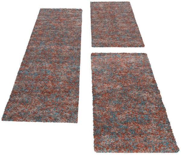 Carpettex Hochflor-Bettumrandung Unicolor - Einfarbig, Höhe 30 mm, (Bett-Set, 3-tlg, Bettvorlage), Schlafzimmer Teppich Bettumrandung Läufer Set 3 teilig