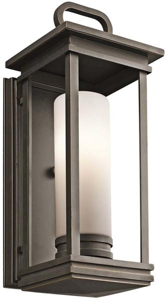 Außenleuchte, Wandlampe, ALU Glas, Bronze, H 45,1 cm