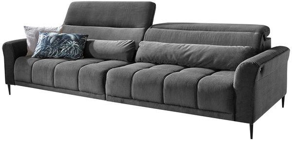 Komfort-Big Sofa Lilly / Logan, Metall, Stoff, Grau, 280 x 108 x 118 cm