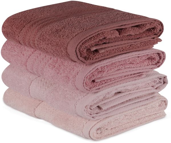 Handtuch-Set (4-teilig), 'Rainbow ', Hellrosa, Pulver, Staubige Rose, Creme