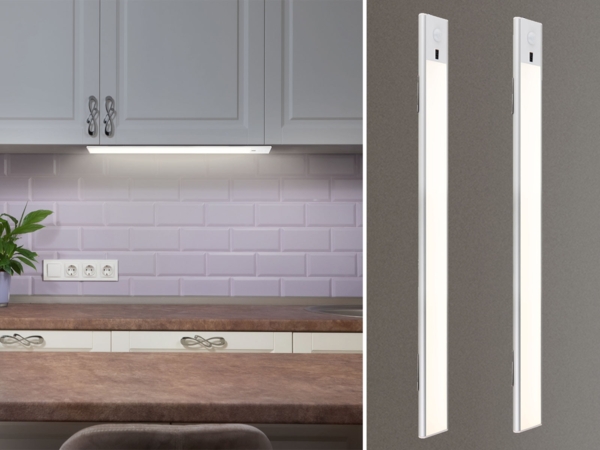 2er SET Akku Unterbauleuchten flach mit Bewegungsmelder, Länge 40cm