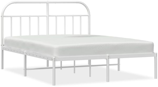 Doppelbett, Bettgestell Modernen mit Kopfteil Metall Weiß 140x190 cm d683e