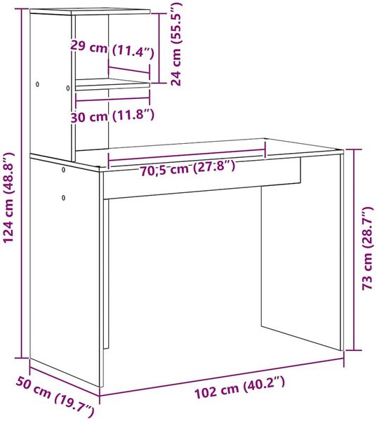 vidaXL Schreibtisch mit Regal Schwarz Eichen-Optik 102 x 50 x 124 cm 869355 Bild 11