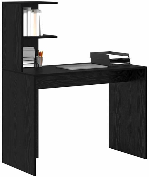 vidaXL Schreibtisch mit Regal Schwarz Eichen-Optik 102 x 50 x 124 cm 869355 Bild 3