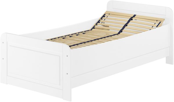 Weißes Seniorenbett extra hoch 90x200 Zubehör wählbar V-60.42W-09Federholzrahmen inkl.