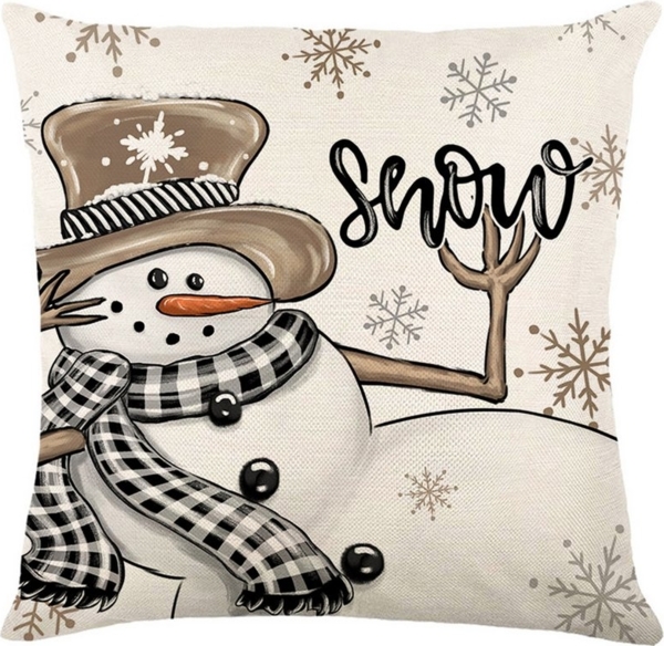 Jibenhome Kissenbezüge Weihnachten Kissenbezug 45x45cm,Leinen,4 Stück,für Dekokissen Deko, (4 Stück), Quadratisch Zierkissenbezug für Weihnachten Bett Sofa Esszimmer Deko Bild 3