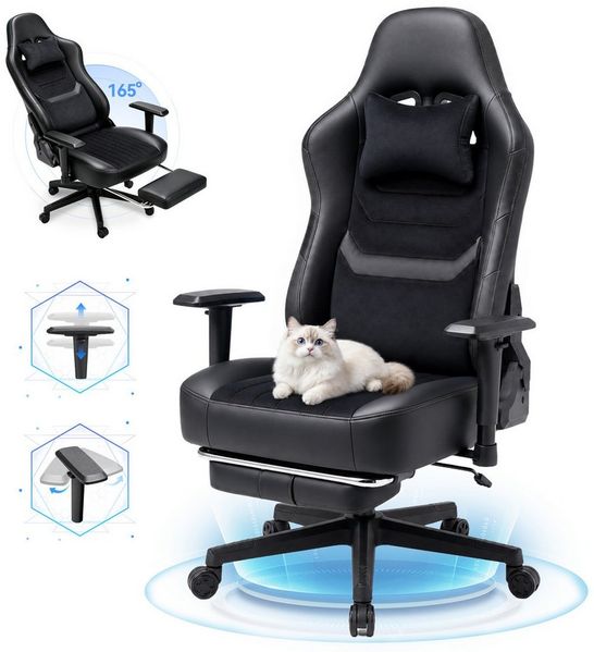 HOMALL Gaming-Stuhl Gaming Stuhl 165° Neigung,breiter Sitzpolster,kratzfester Samt