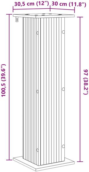 vidaXL Pflanzenständer Schwarz 30,5 x 30 x 100,5 cm Holzwerkstoff 899746 Bild 9