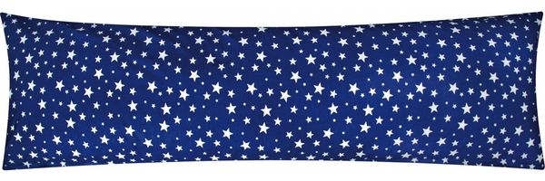 Heubergshop Seitenschläferkissenbezug, (1 Stück), 40x145cm große und kleine Sterne 100% Baumwolle (EW-Sterne-Dunkelblau)