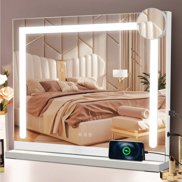 Nettlife Schminkspiegel mit Licht Spiegel 3 Farben USB Touch-Steuerung Hollywood (1-St), Schlafzimmer, Badezimmer, Wohnzimmer
