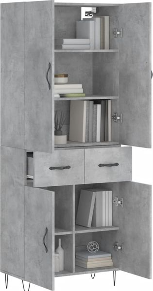 vidaXL Highboard Betongrau 69,5x34x180 cm Holzwerkstoff 3198181 Bild 3