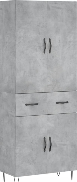 vidaXL Highboard Betongrau 69,5x34x180 cm Holzwerkstoff 3198181