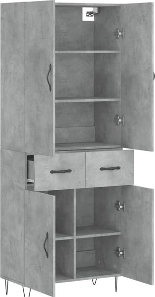vidaXL Highboard Betongrau 69,5x34x180 cm Holzwerkstoff 3198181 Bild 4
