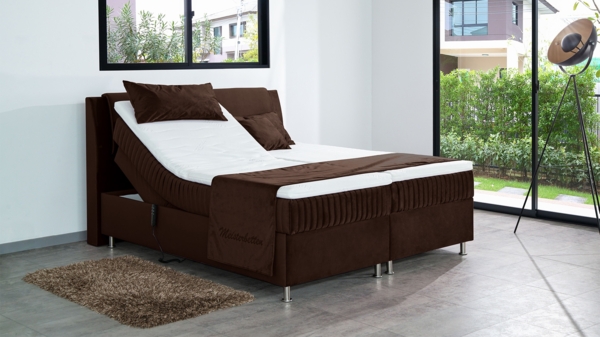 Meisterbetten Boxspringbett Mari 200x200 in VS-Braun, Matratzenbezug Mask, Ergoflex-Topper Bild 3